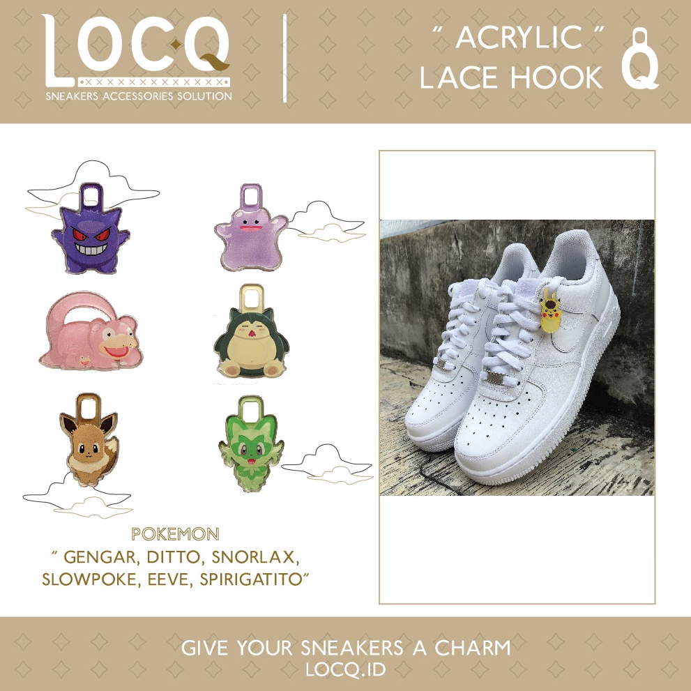 KODE A99O Aksesoris Tali Sepatu Acrylic Lace hook  Pokemon Gengar Snorlax Eeve Spirigatito Ditto Slo