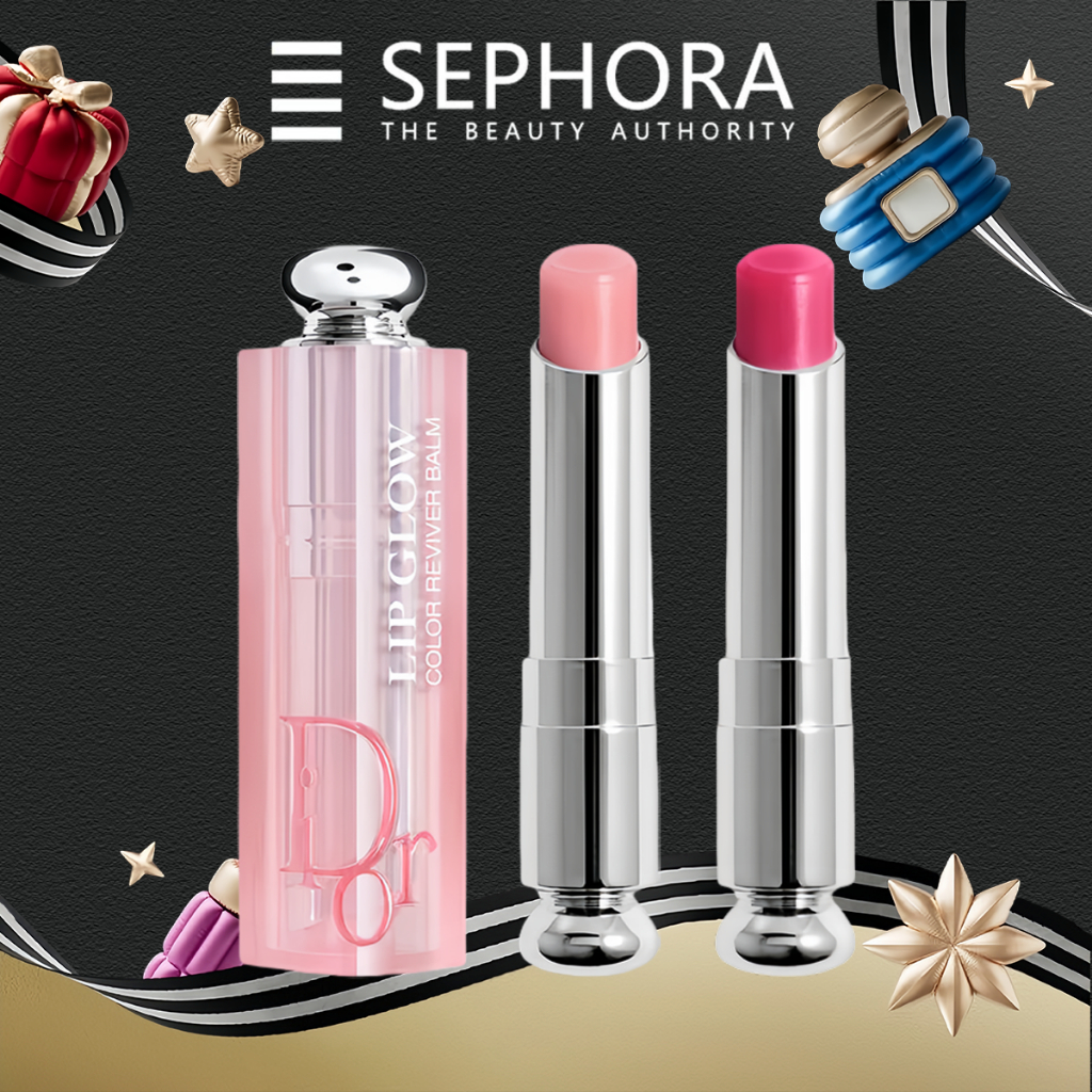 【100% Original】 Dior lipstick/Dior floral lip care /Dior Addict LipGlow Color Revival Balm Lipstick 