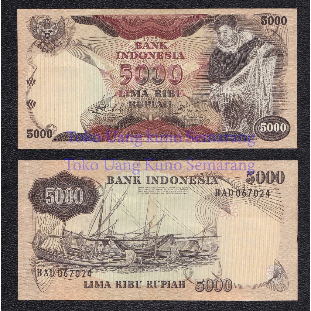 Uang Kuno 5000 Rupiah Penjala Ikan Tahun 1975