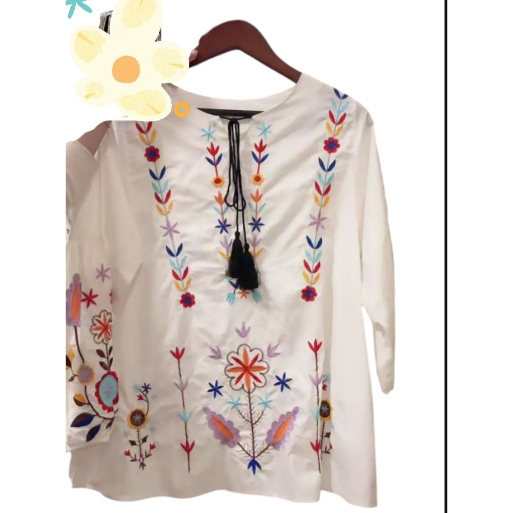 Baju Bohe bunga Bordir Zara