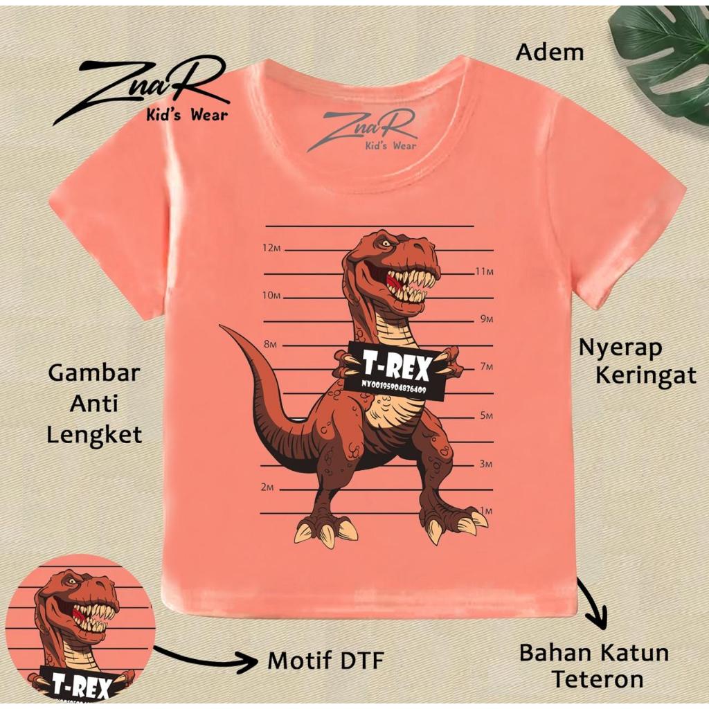 Znar - Baju kaos anak laki laki gambar dino gambar DTF ukuran S,M,L,XL,XXL,XXXL