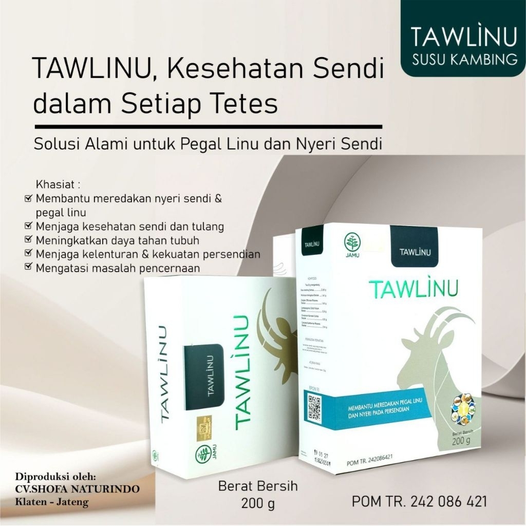 

TAWLINU susu kambing herbal meredakan nyeri sendi pegal linu