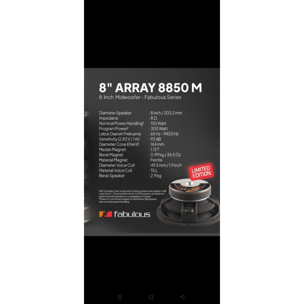 Speaker FABULOUS 8 in 8850 M BARU