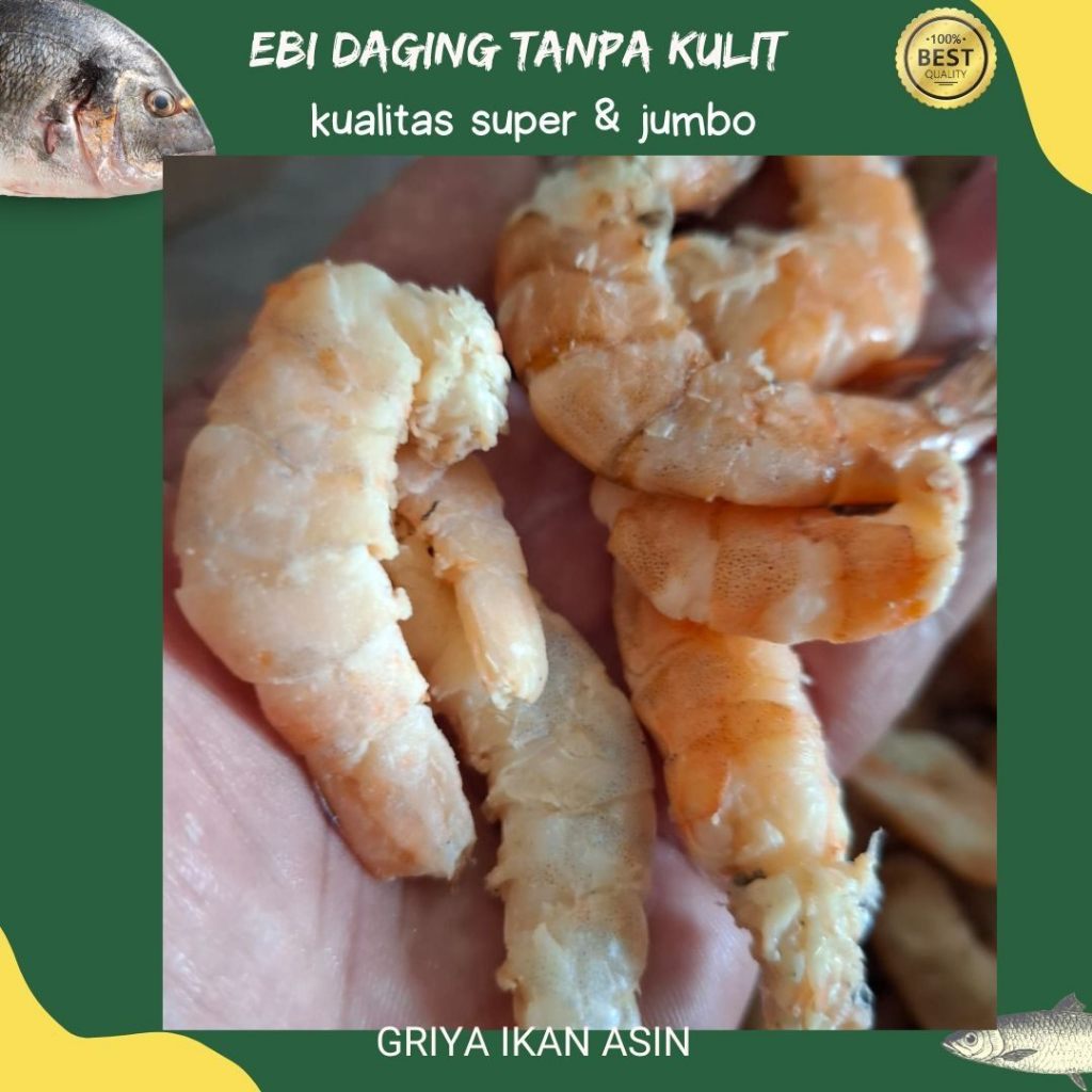 

Ebi daging / Ebi Udang Kering Tanpa Kulit / Ebi kering kupas jumbo termurah