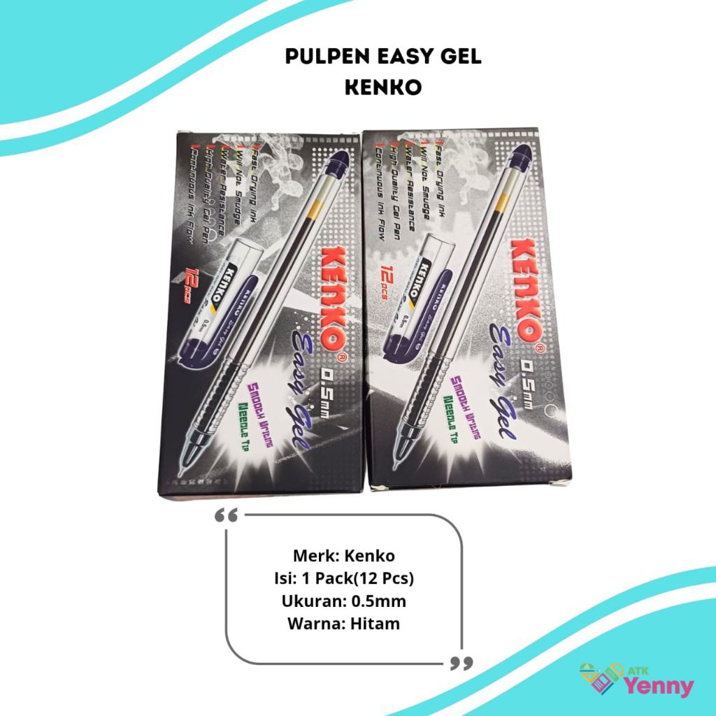 

Pulpen Jel Kenko 1 Pack / Pen Easy Gel Kenko Hitam / Pen Gel 0.5mm - 1 Pack(12 Pcs)