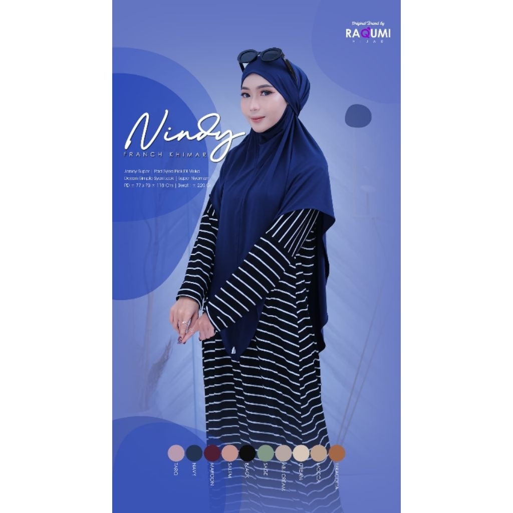 RAQUMI HIJAB - NINDY FRENCH KHIMAR/FRENCH KHIMAR NON PET/KHIMAR FRENCH JERSEY/KHIMAR FRENCH SYARI