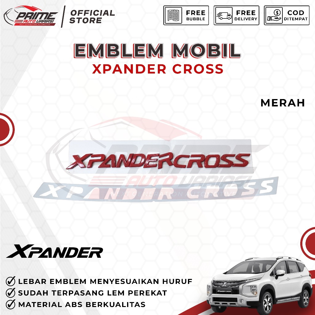 Emblem Kap Mitsubishi XpanderCross Emblem Kap Mesin Xpander Cross - MERAH