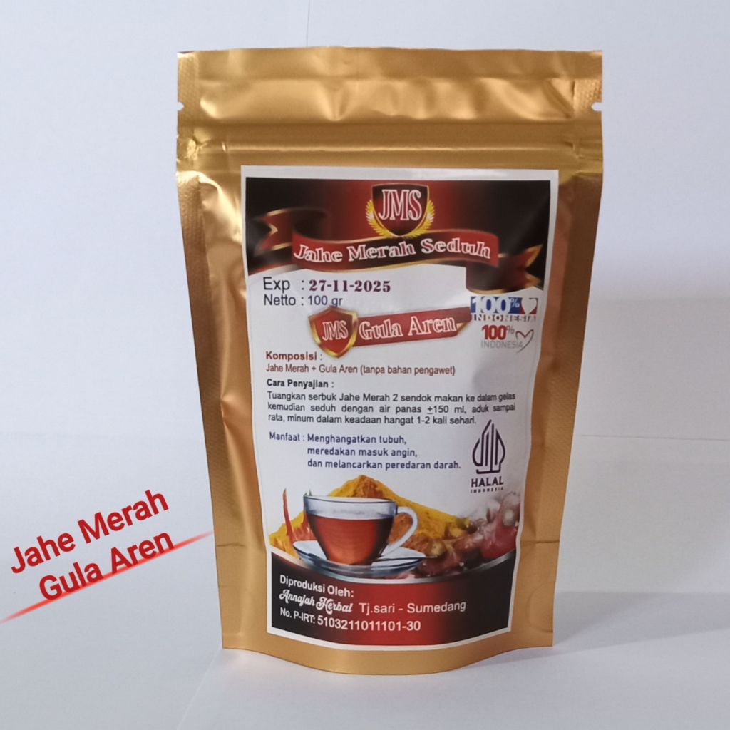 

Jahe Merah Instan Gula Aren minuman kesehatan JMS Jahe Merah Seduh 100 gram