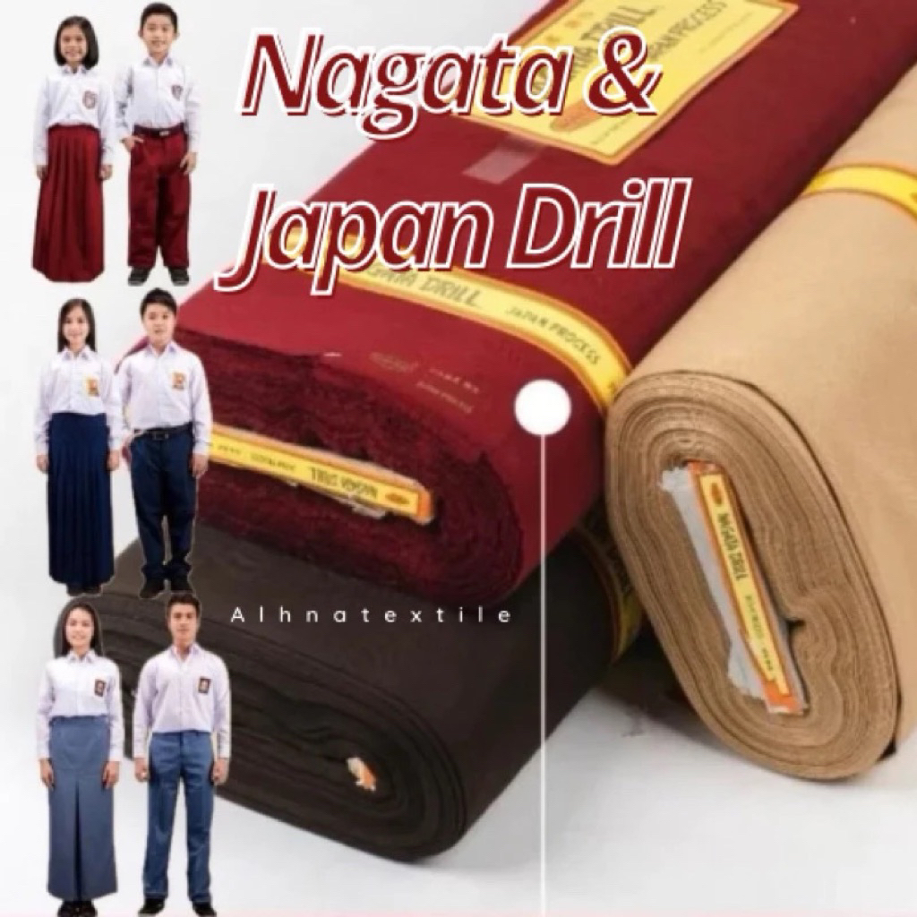 kain nagata drill bahan seragam sekolah/SD/SMP/SMA