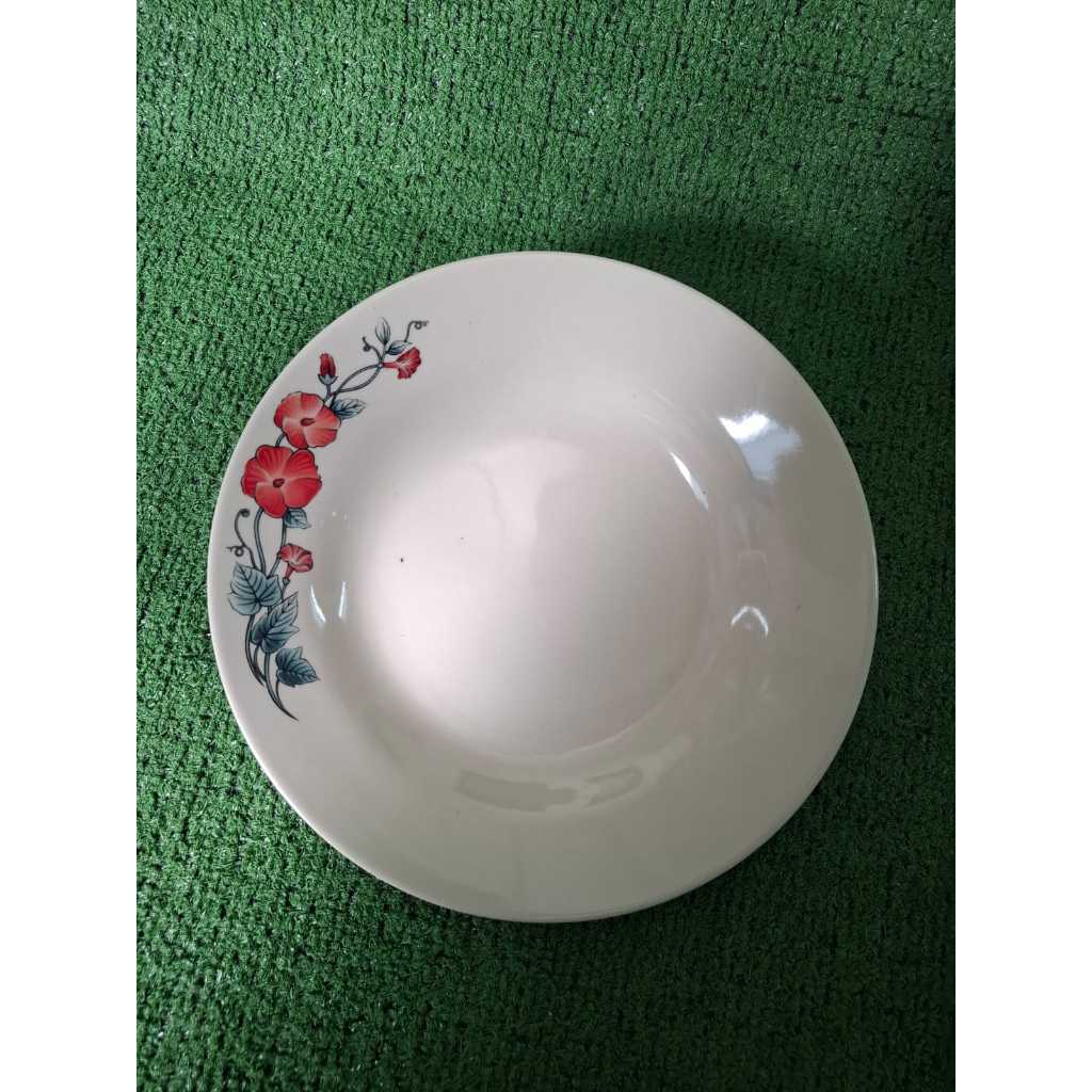 PIRING MAKAN KERAMIK BULAT / PIRING MAKAN MOTIF BUNGA SUNBIRD