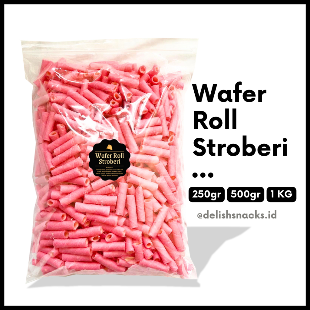 

[DELISH SNACKS] Wafer Roll Stroberi (Grosir) 250gr 500gr 1 KG / Snack Cemilan Camilan Grosiran