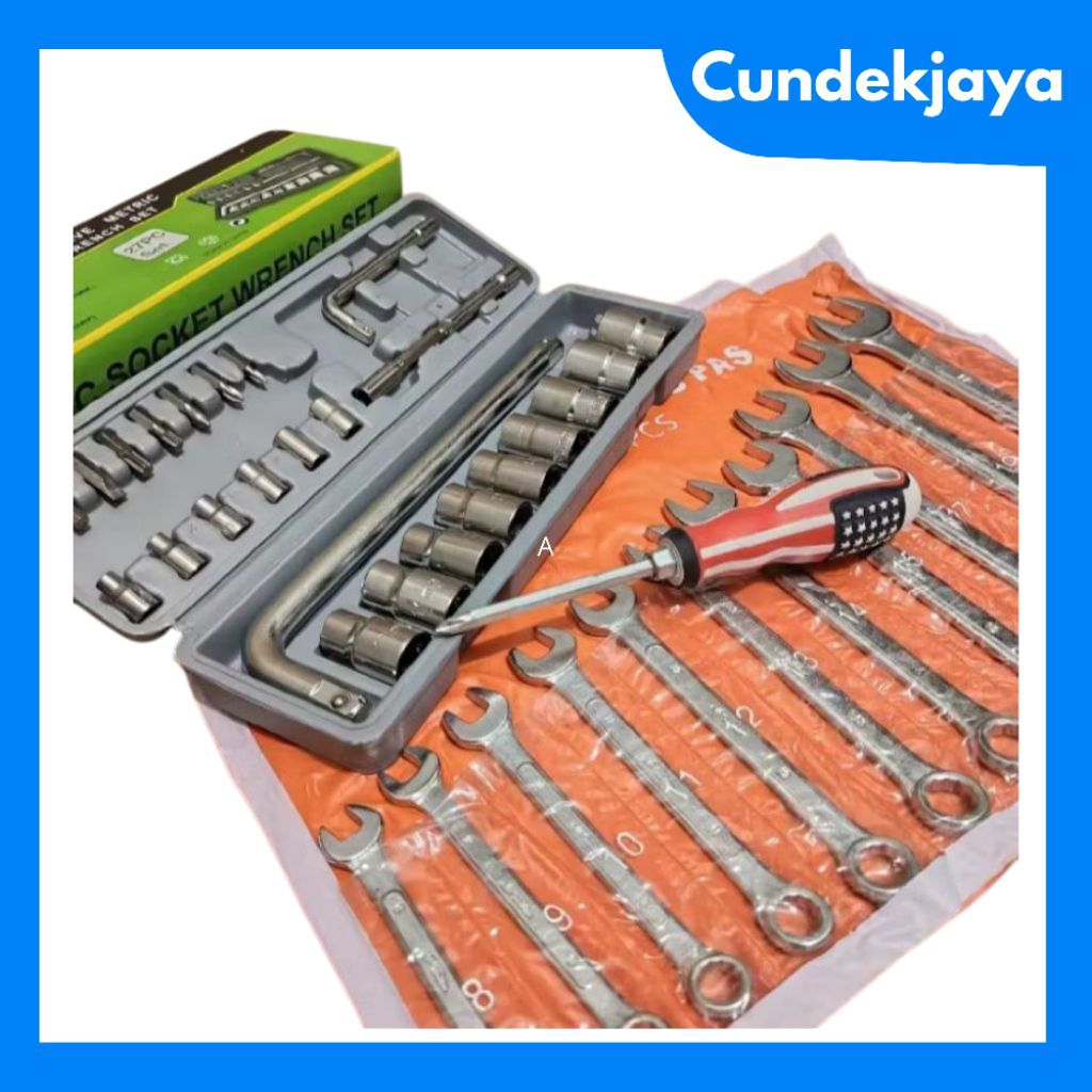 Satu Paket Kunci Bengkel / Kunci Sok Set Victory 27 Pcs / Kunci Ring Pas 11 Pcs Diamond / Alat Bengk