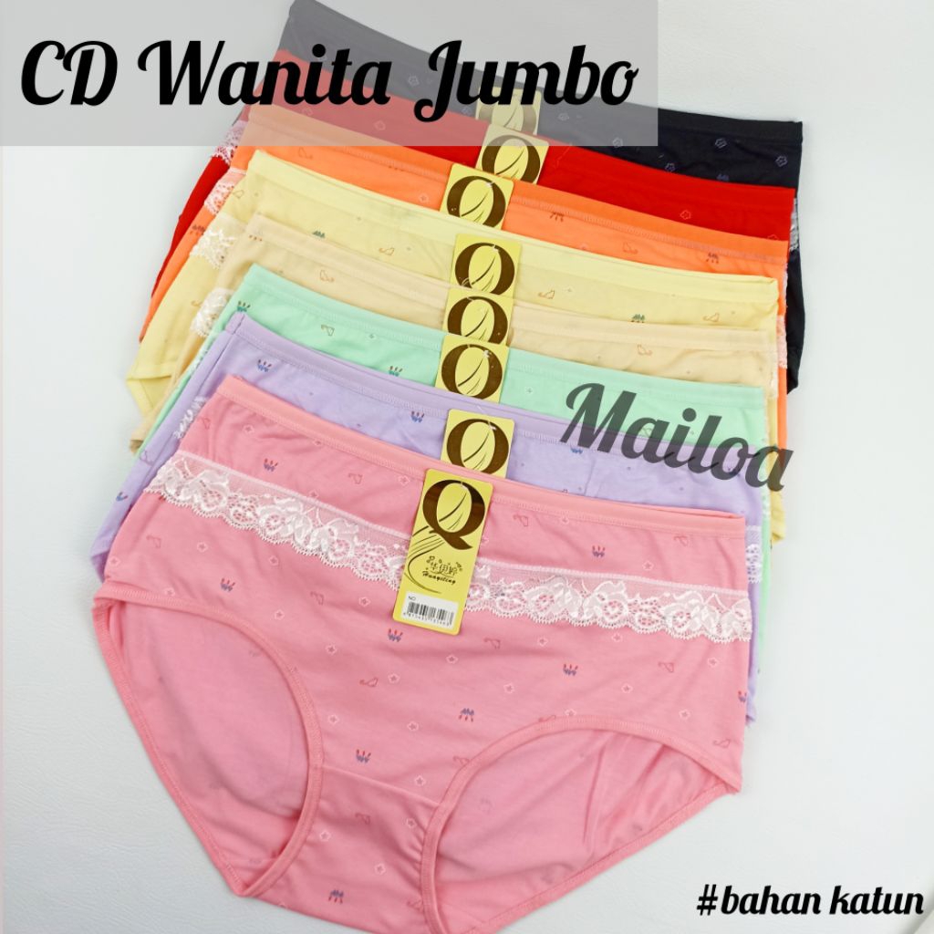 GROSIR 6 PCS CD Celana Dalam Wanita Dewasa Jumbo XXXL 3XL 4L HYT KATUN RENDA Huayiting Quayiting Cot