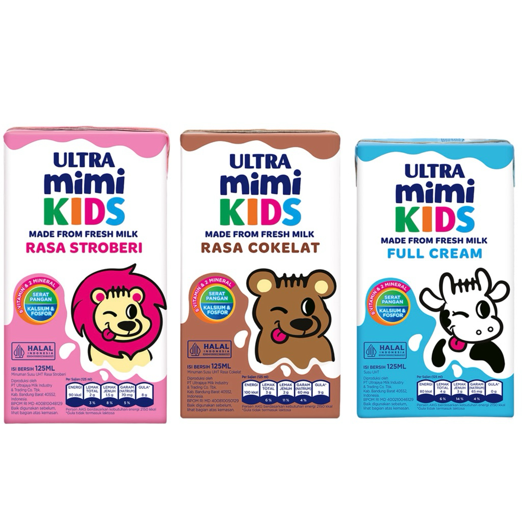 

ULTRA Mimi Kids Susu UHT Stroberi,FullCream & Cokelat 125 ml