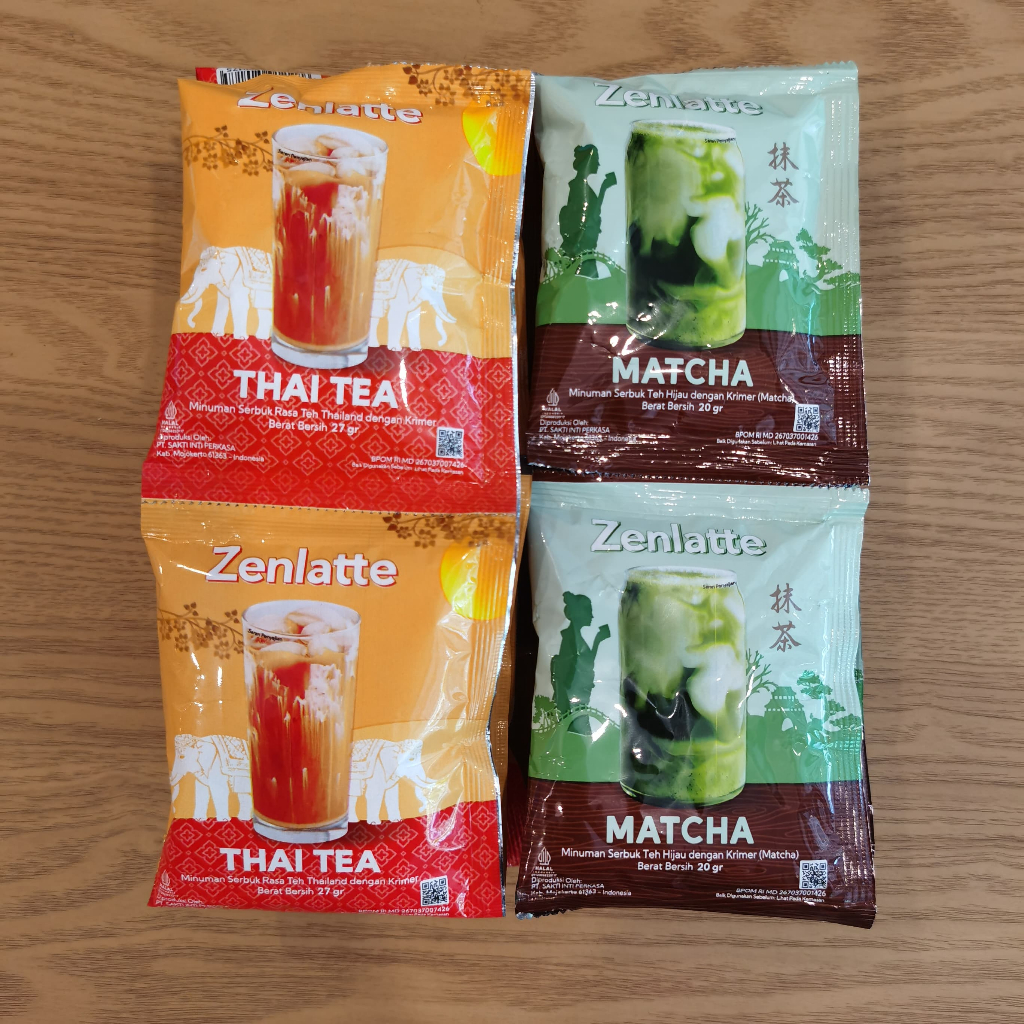 

Zenlatte matcha/thai tea renceng isi 10 20gr