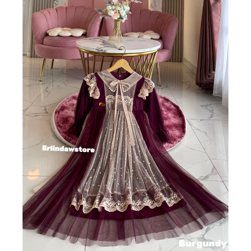 MOANA DRESS COUPLE MOM & KIDS umur 3 tahun - 15 Tahun gamis burkat mewah anak gamis pesta anak canti