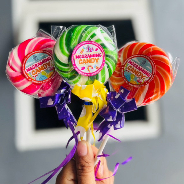 

permen lolipop BULAT 7CM bijian nggraming candy