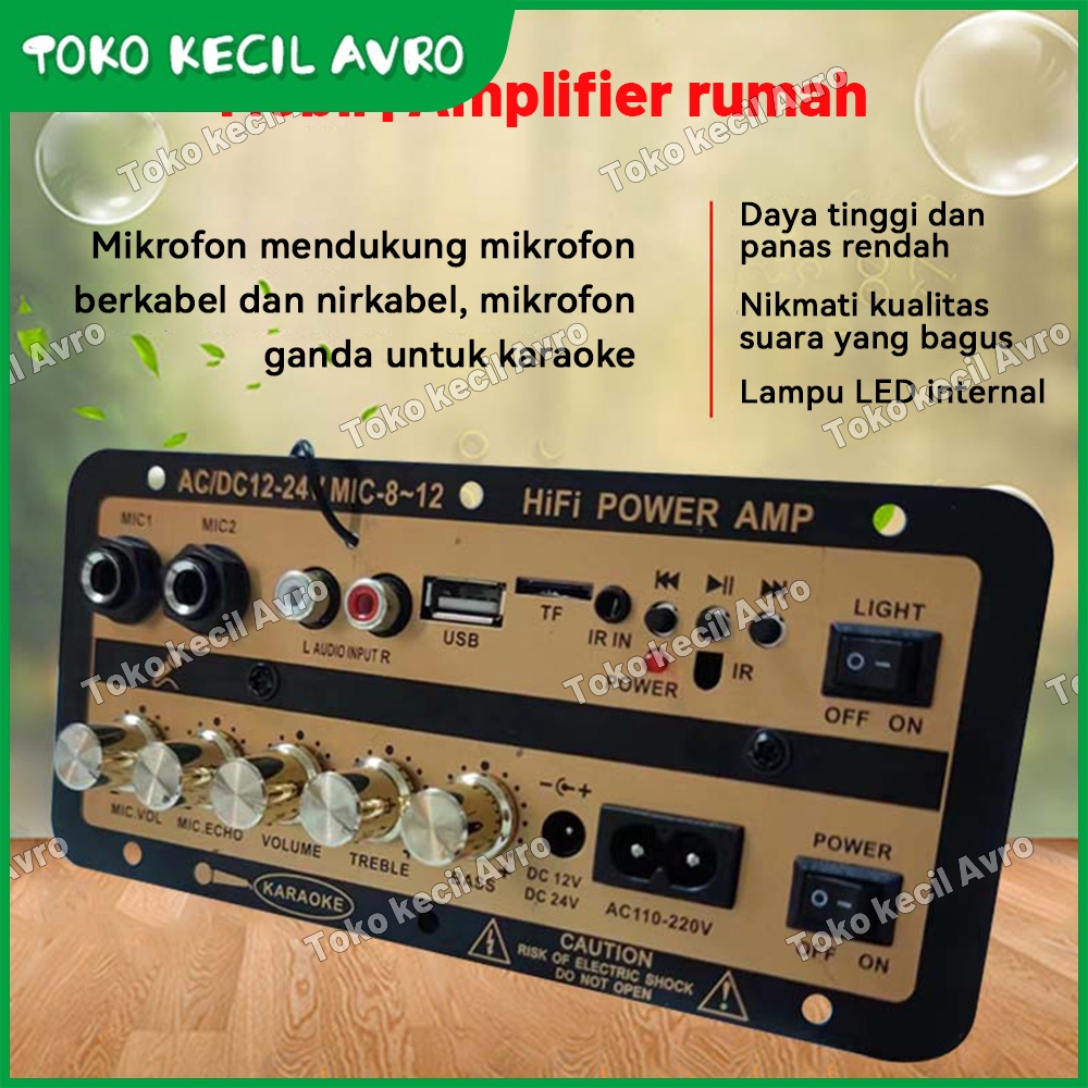 D30 Amplifier Board Karaoke Audio Bluetooth USB FM Radio TF Player Subwoofer AC-DC Fitur Komplit /