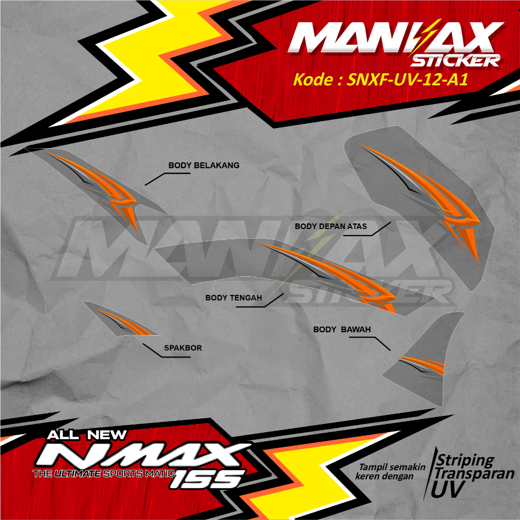 Stiker Striping UV Nmax New 2020 2021 2022 2023 2024  Stiker Transparan - Bisa Custom-SNXF-UV