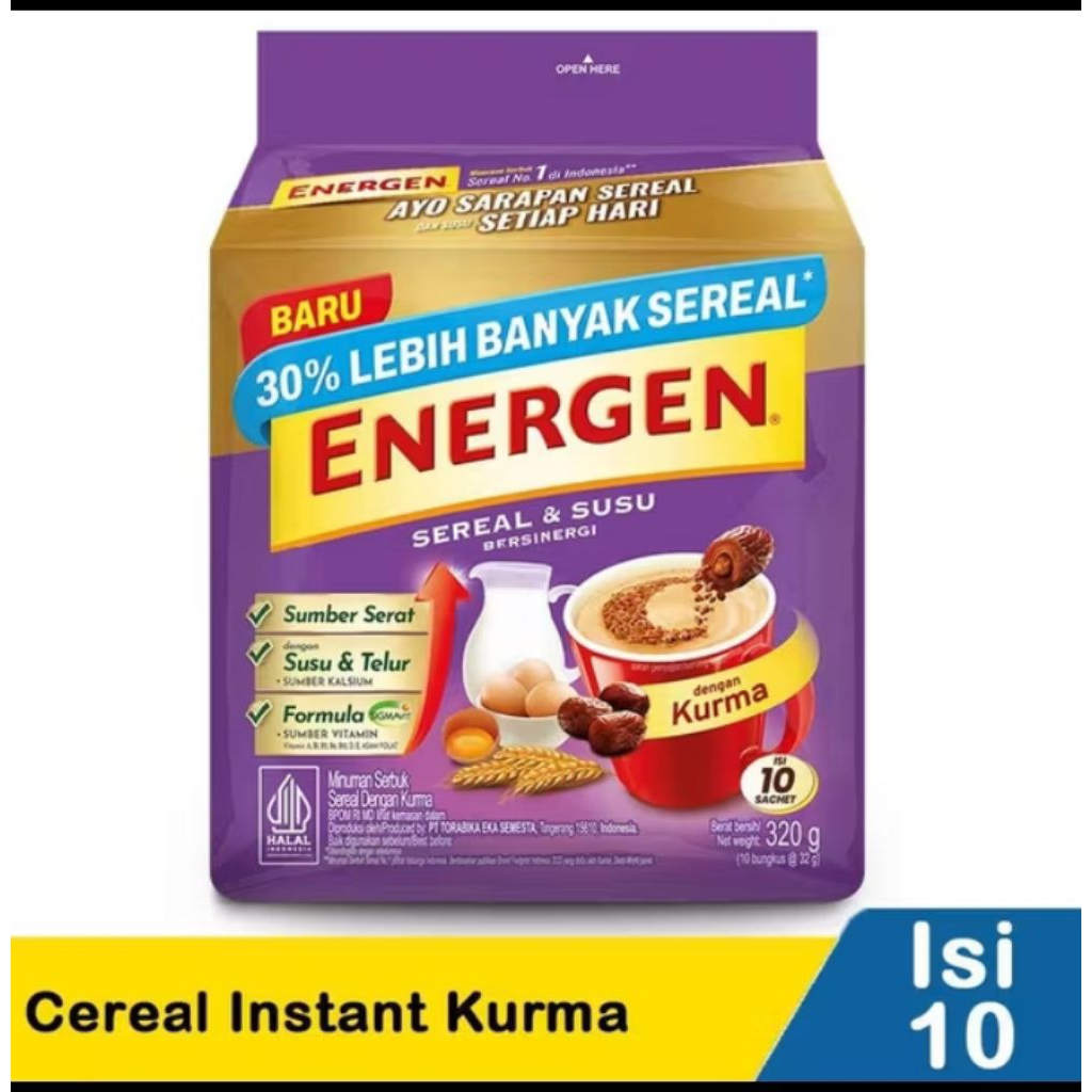 

Energen Sereal dan Susu Rasa Kurma 1 Renteng isi 10 Sachet