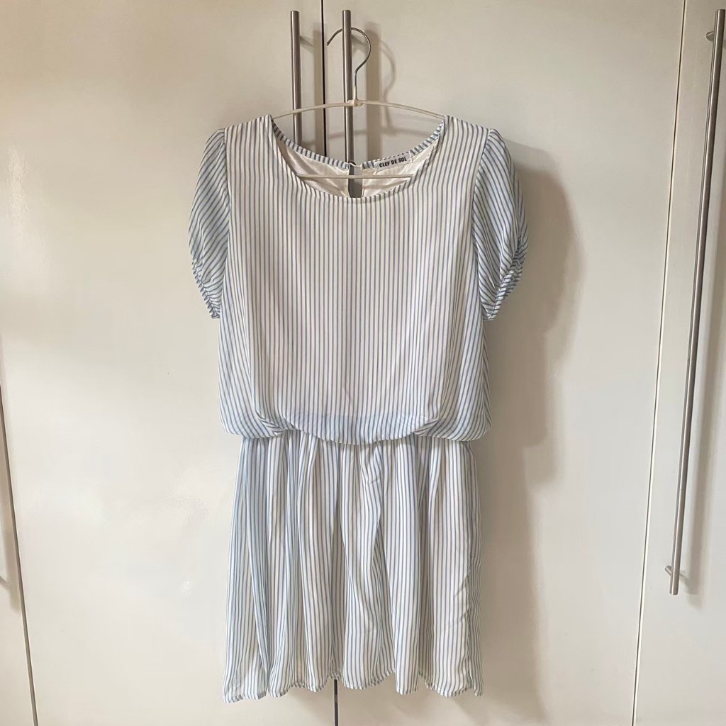 Dress Pantai Biru Salur (Striped Dress) Clef De Sol NEW