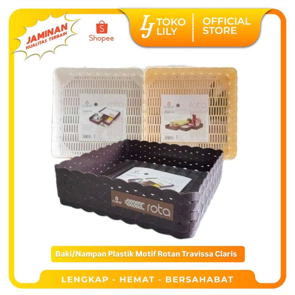 Nampan Baki Tray Plastik Anyam Rotan Travessa Claris