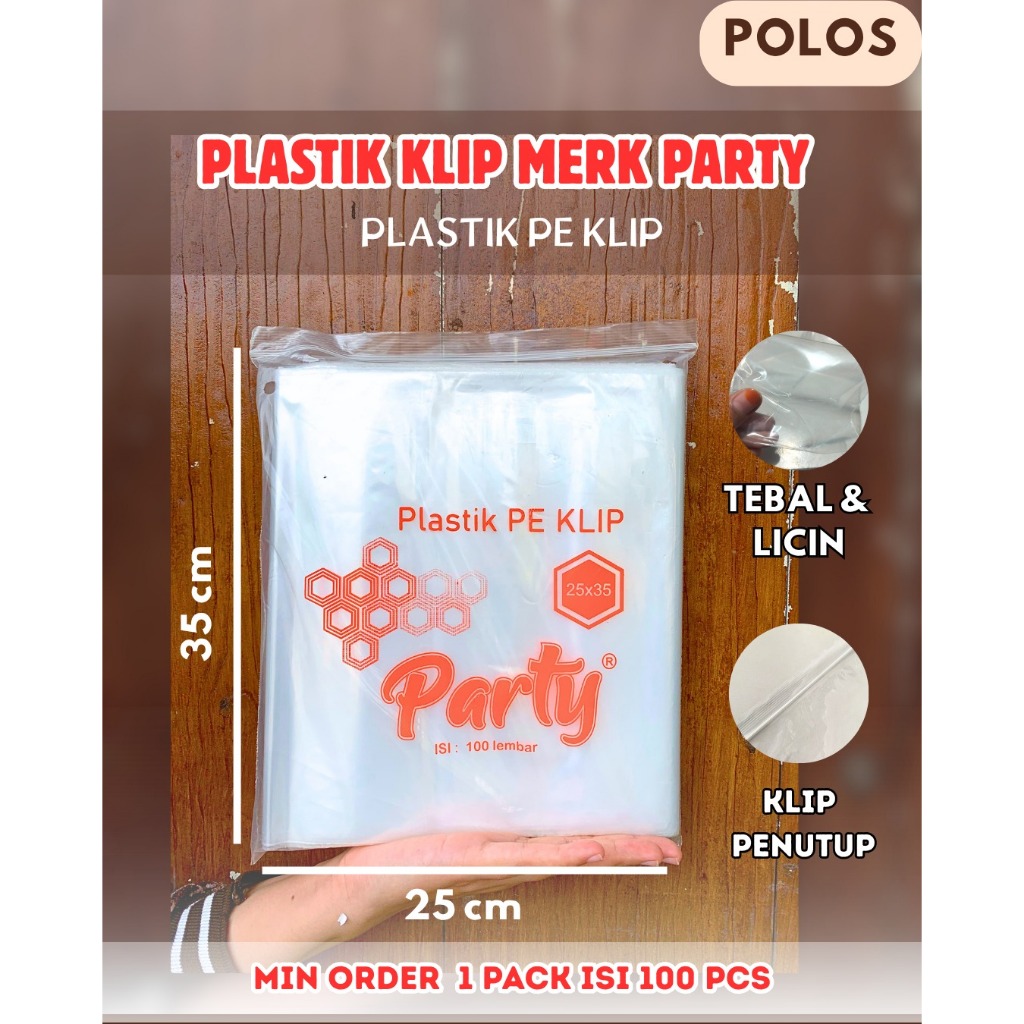 

Plastik PE Klip Ziplock dengan uk 25x35 (isi 100pcs), Merk PARTY