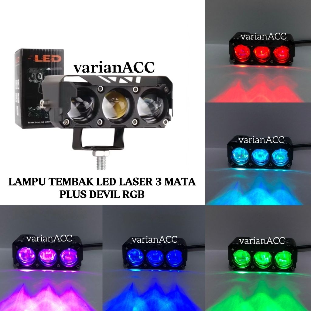Lampu Tembak LED Laser 3 Mata Plus Devil Waterproof