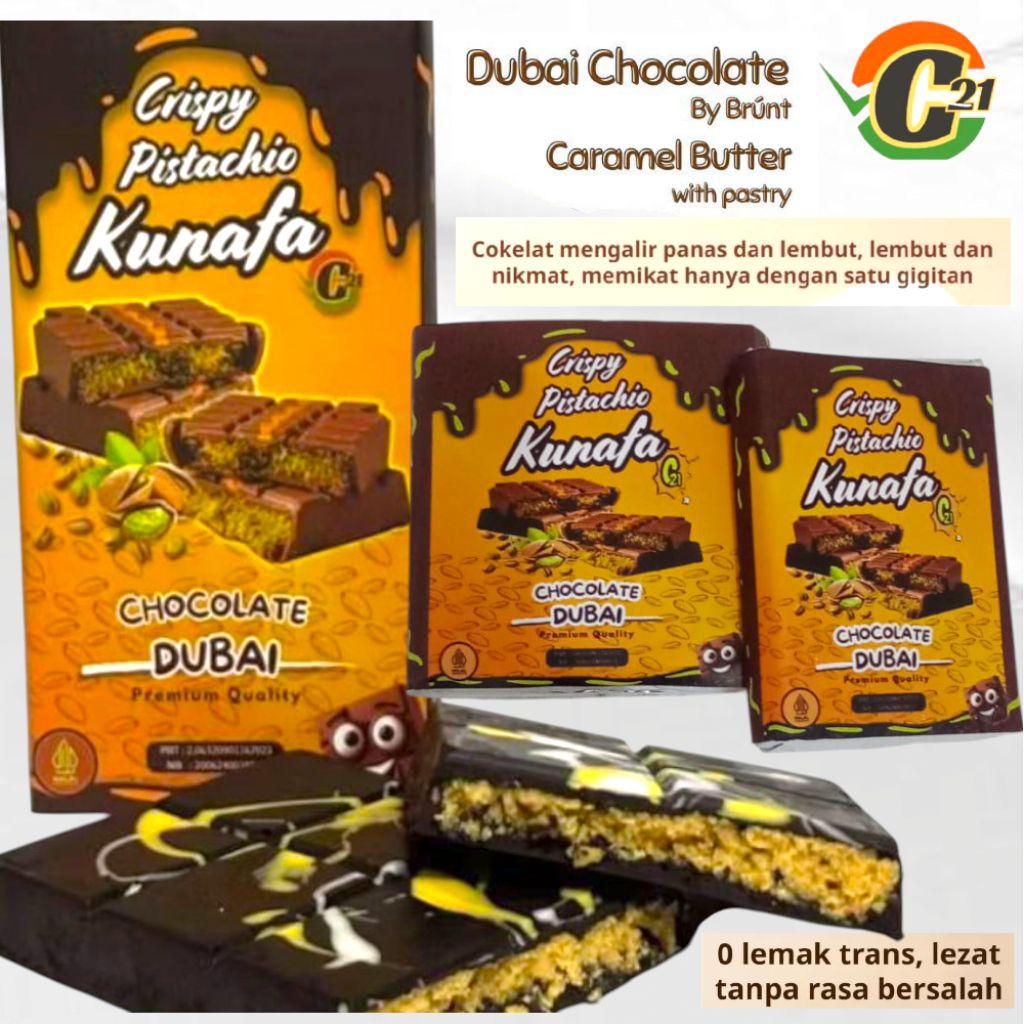 

Crispy Pistachio Kunafa Chocolate Dubai C21 Viral /coklat dubai yellow / pecintacoklat