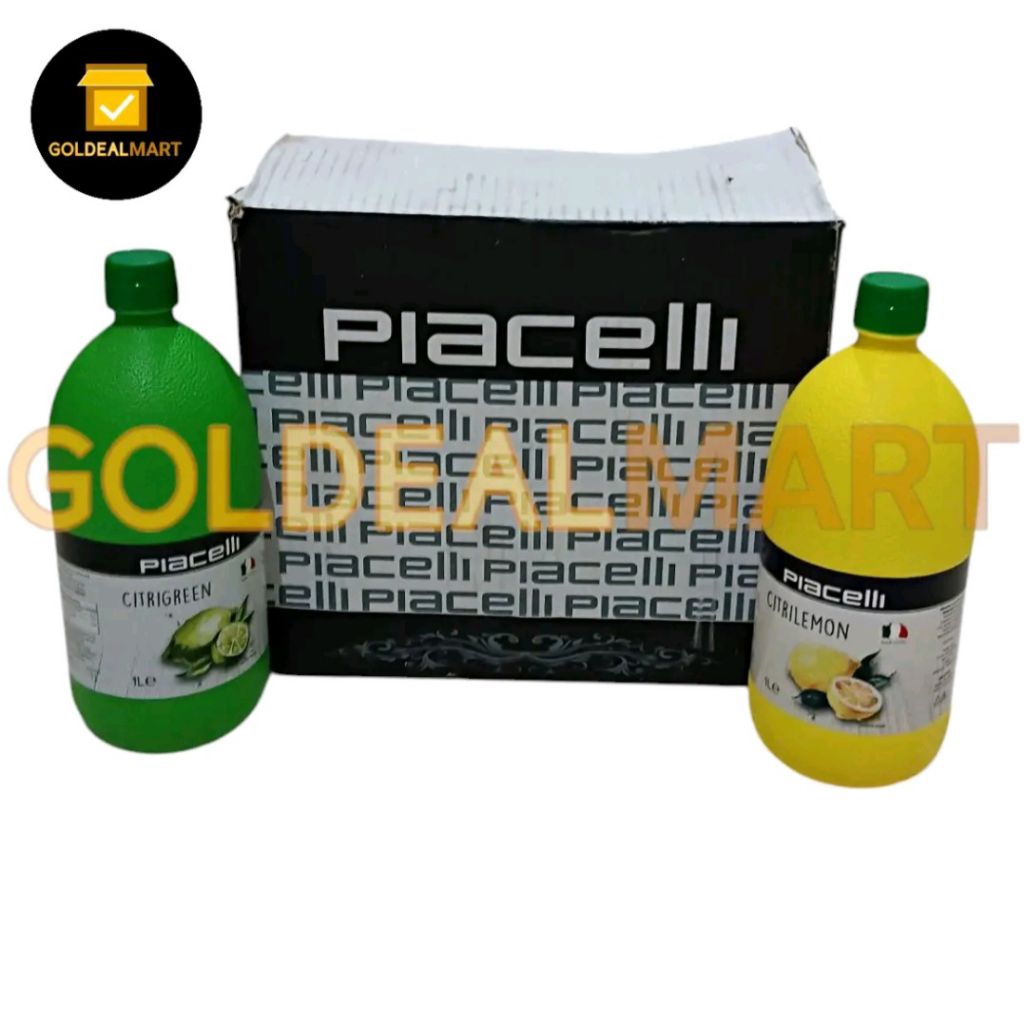 

Minuman jus sari buah lemon lime jeruk nipis Piacelli CITRILEMON CITRIGREEN dalam kemasan dus kotak karton 6 botol x 1L