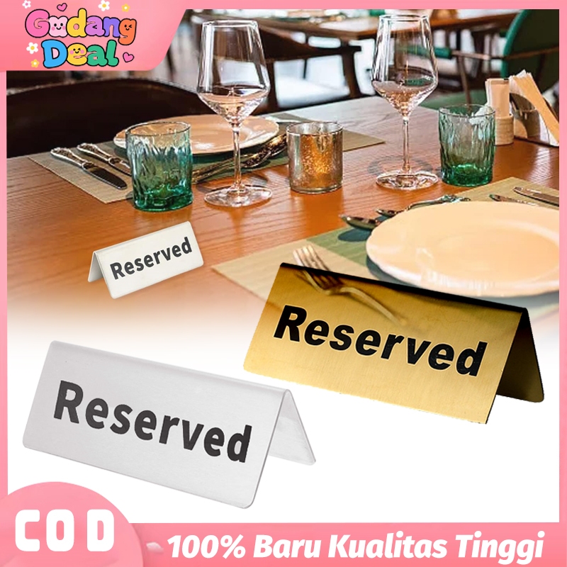 

Reserved Table Sign Stainless Papan Meja Double Sided Restoran