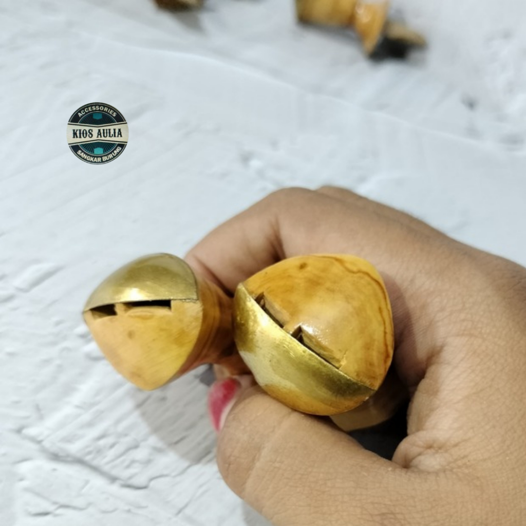 ECER SAWANGAN LUBANG 2 KAYU KUNINGAN EMAS POLOS BURUNG MERPATI DAARA 1 BIJI