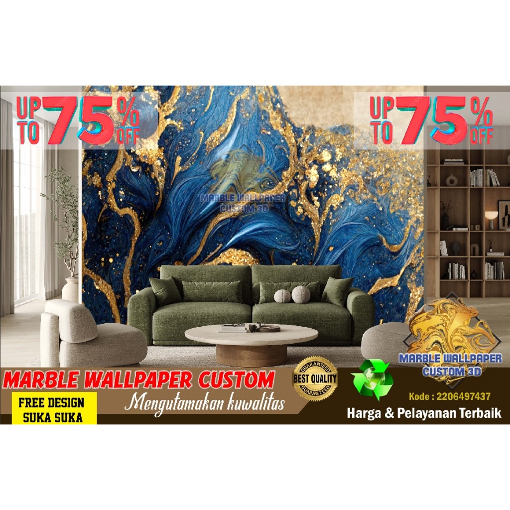 Wallpaper Custom 3D Tema Marmer | Wallpaper Dining Room Marmer | Wallpaper Ruang Makan Marmer | Wall