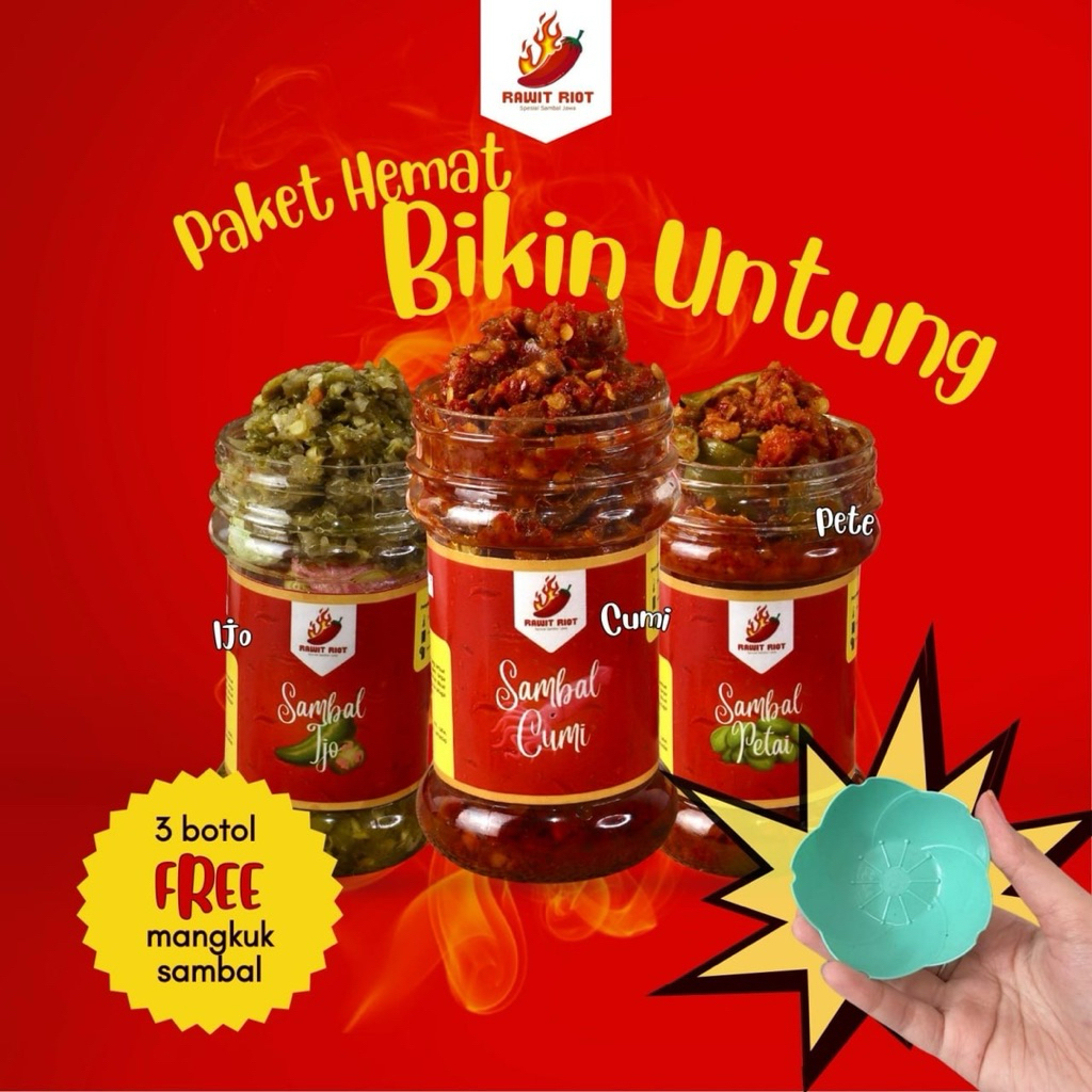 

RAWIT RIOT - [PAKET HEMAT BIKIN UNTUNG] 3 Botol FREE Mangkuk Sambal