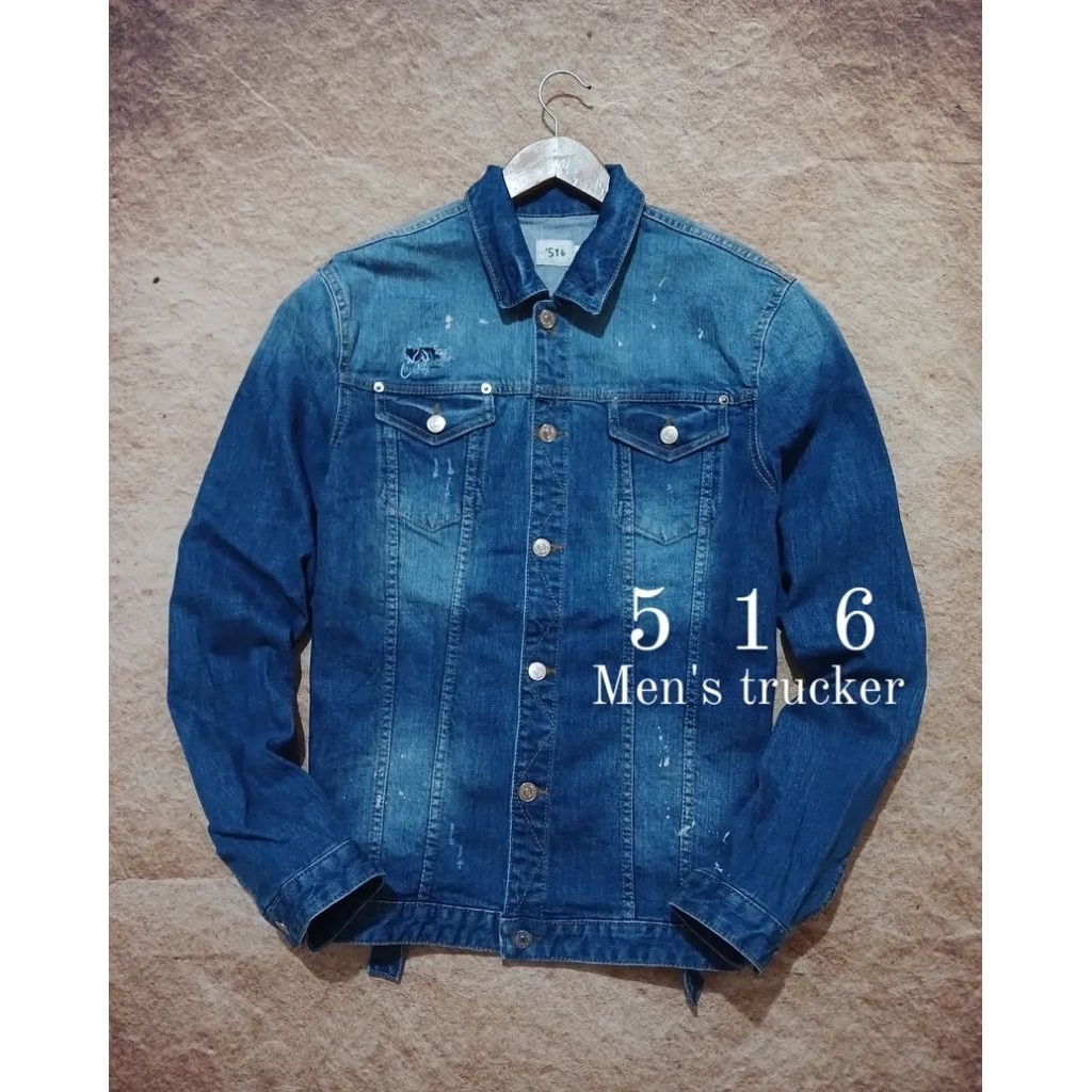 Jaket jeans denim trucker 516 keren second/bekas/preloved