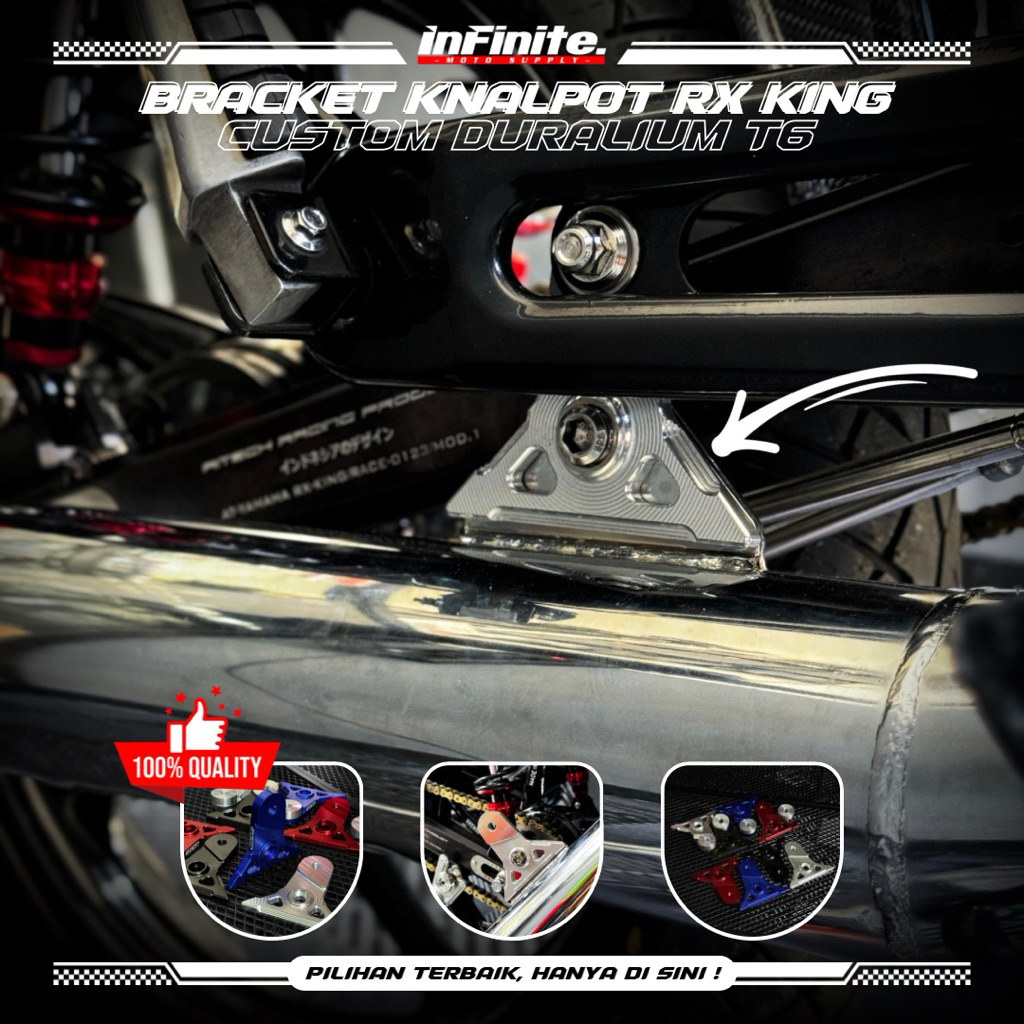 BRACKET BREKET KNALPOT RX KING BAHAN DURALIUM T-6061 CUSTOM ORIGINAL KFST