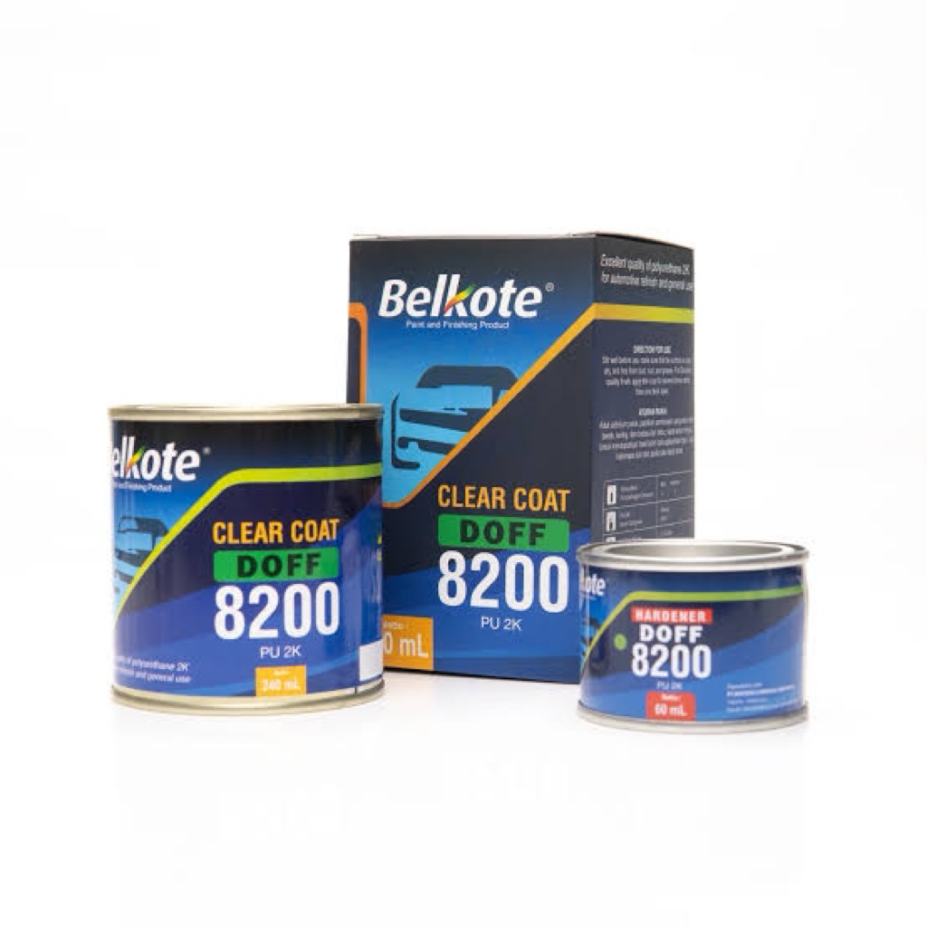 Cat BELKOTE PU 2K 8200 CLEAR DOFF 300ml + Hardener Klir Dop Flat Clir Dof Anti Gores Belkot
