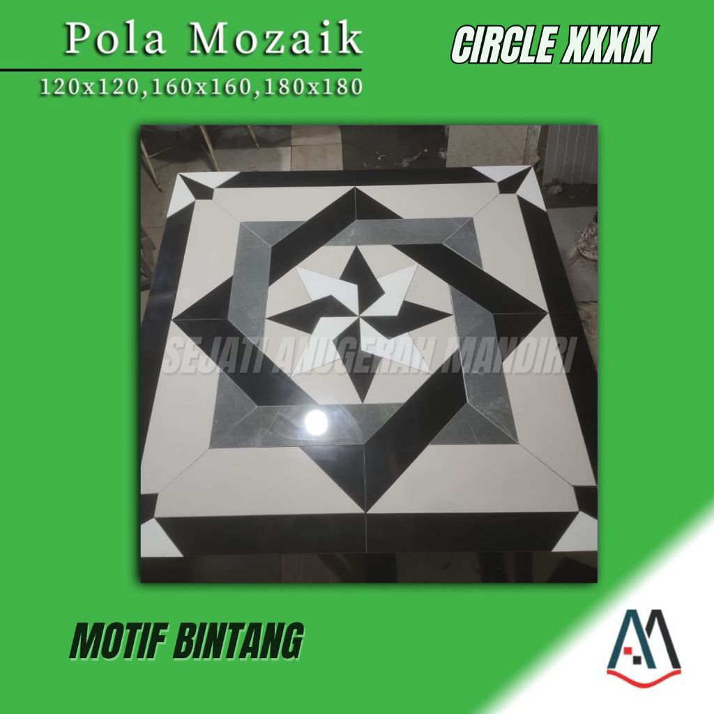 granit pola mozaik motif bintang ukuran 120x120 - circle XXXIX