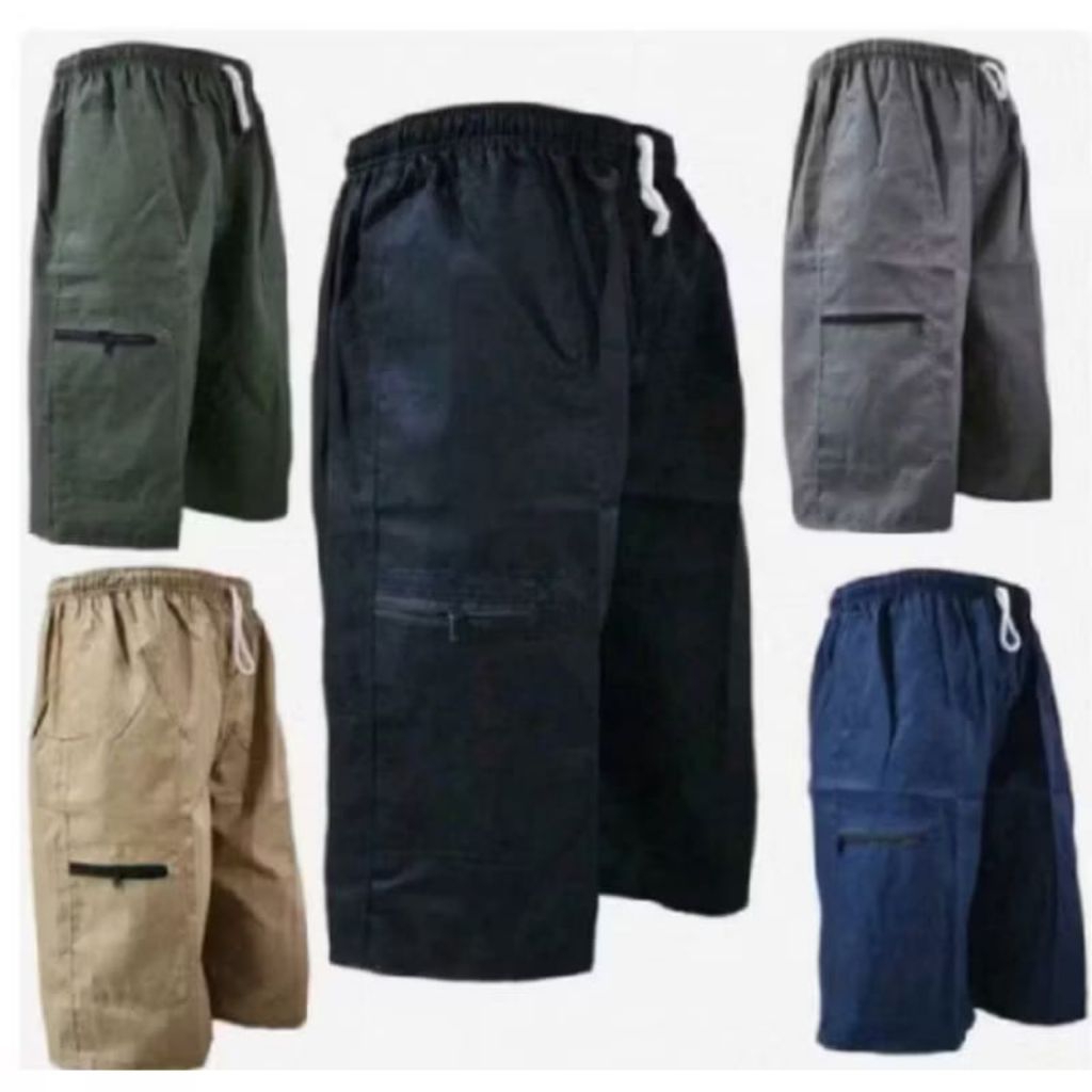 Celana 7/8 Mistak Cargo Resleting Dibawah Lutut Pria Wanita / COD