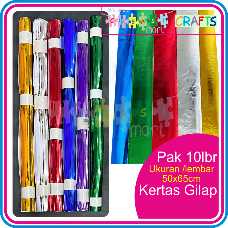

Kertas Emas Pak 10 lembar uk. 50cm x 65cm Kertas Metalik / Gilap ,Kertas Kado, Kertas Alas Kue Tart
