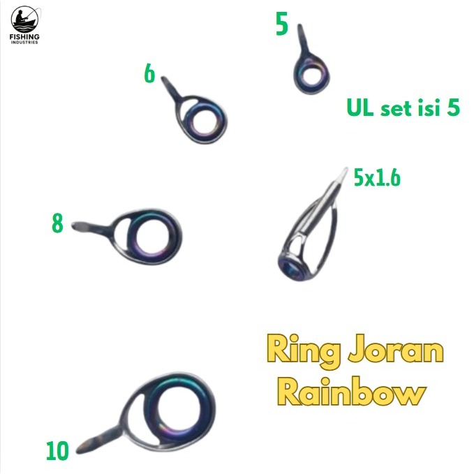Ring Guide Joran Rainbow UL Set 5 Top 5 Keramik Custom Pancing