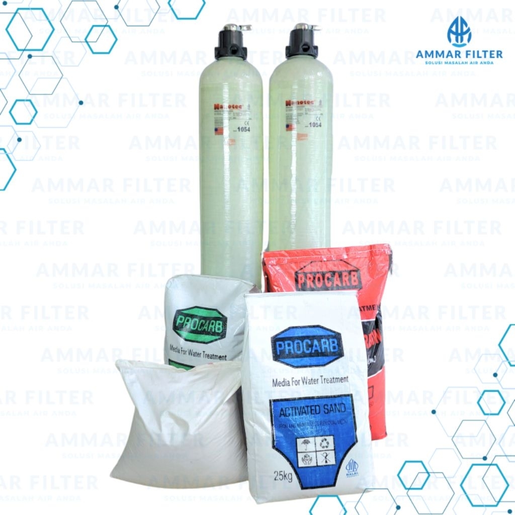 Paket Filter 2 Tabung FRP 1054 / Filter air sumur / filter air kotor / filter air besi / filter air 