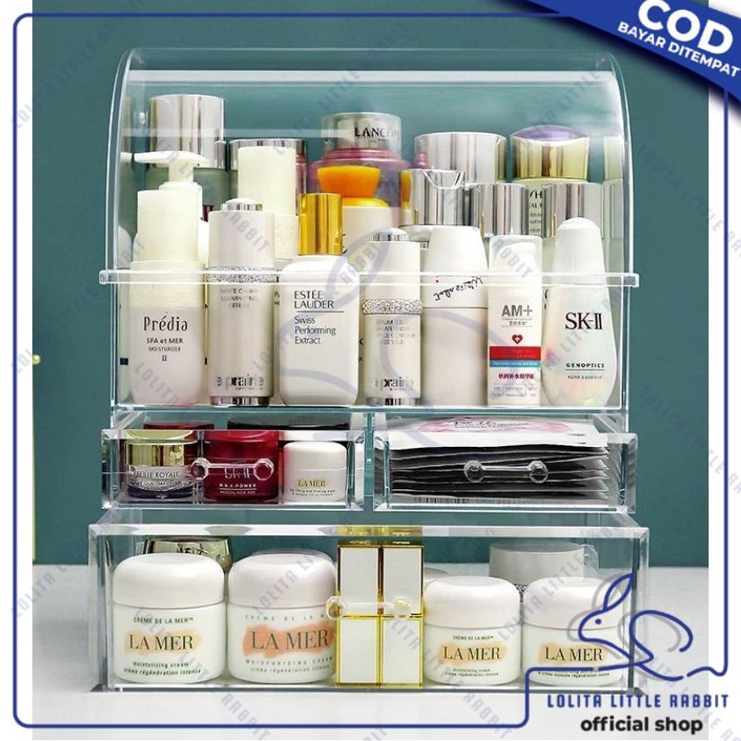 Promo Terbatas LOLITA Rak Kosmetik Dengan 4 Laci Anti Debu Acrylic Storage Tempat Make Up Skincare R