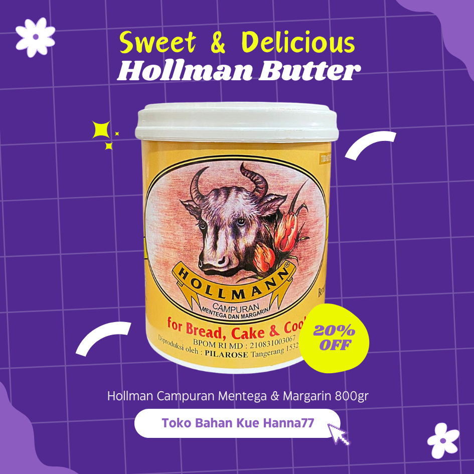 

Toko Bahan Kue Hanna77 Hollmann Butter Campuran Mentega Margarin 800g Butter Blend untuk Roti Kue Cookies