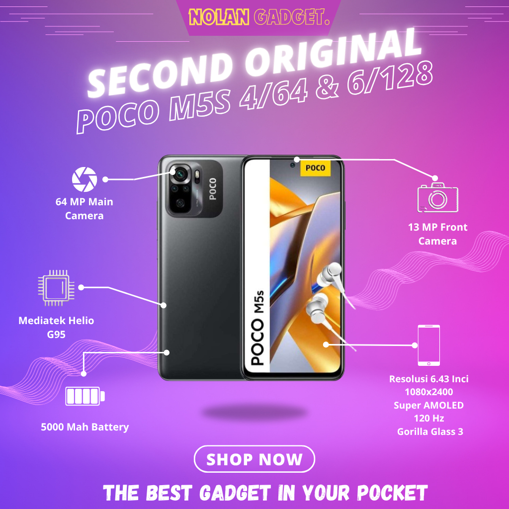 XIAOMI POCO M5s RAM • 4/64 & 6/128 GB • FULLSET SECOND NOLAN GADGET