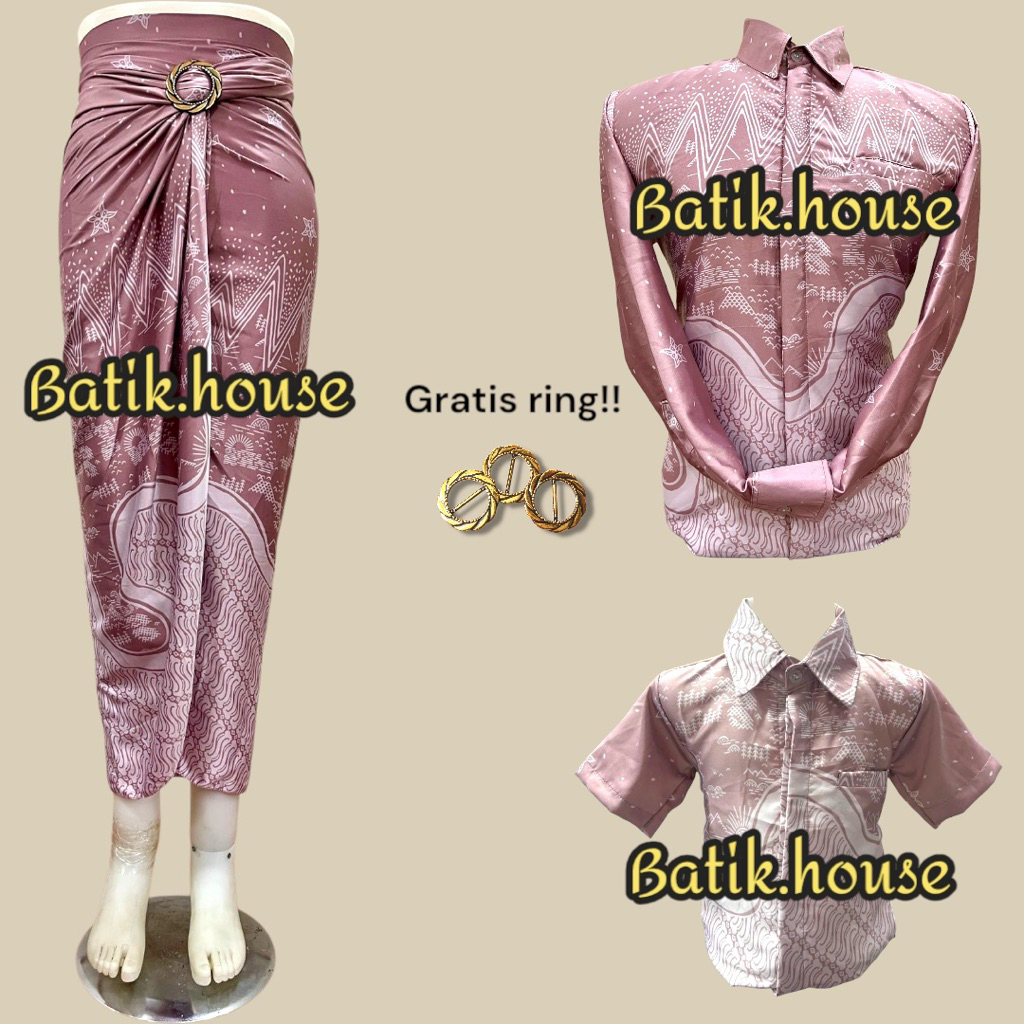 Couple Baju Batik Keluarga Baju Anak Laki-laki Dan Rok Lilit Untuk Seragam Keluarga Pesta Kondangan