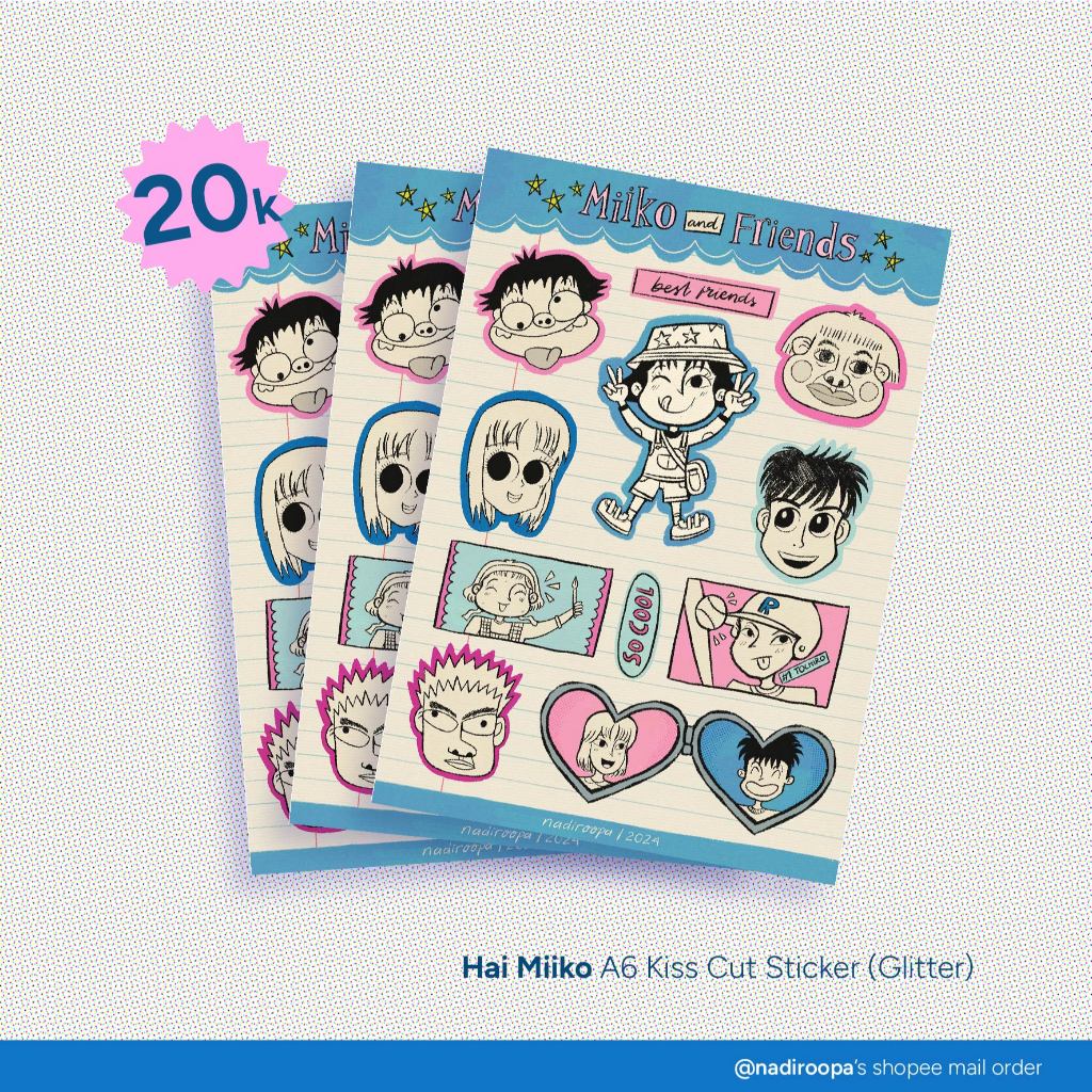 

Hai Miiko A6 Kiss Cut Sticker (Glitter) | NADIROOPA