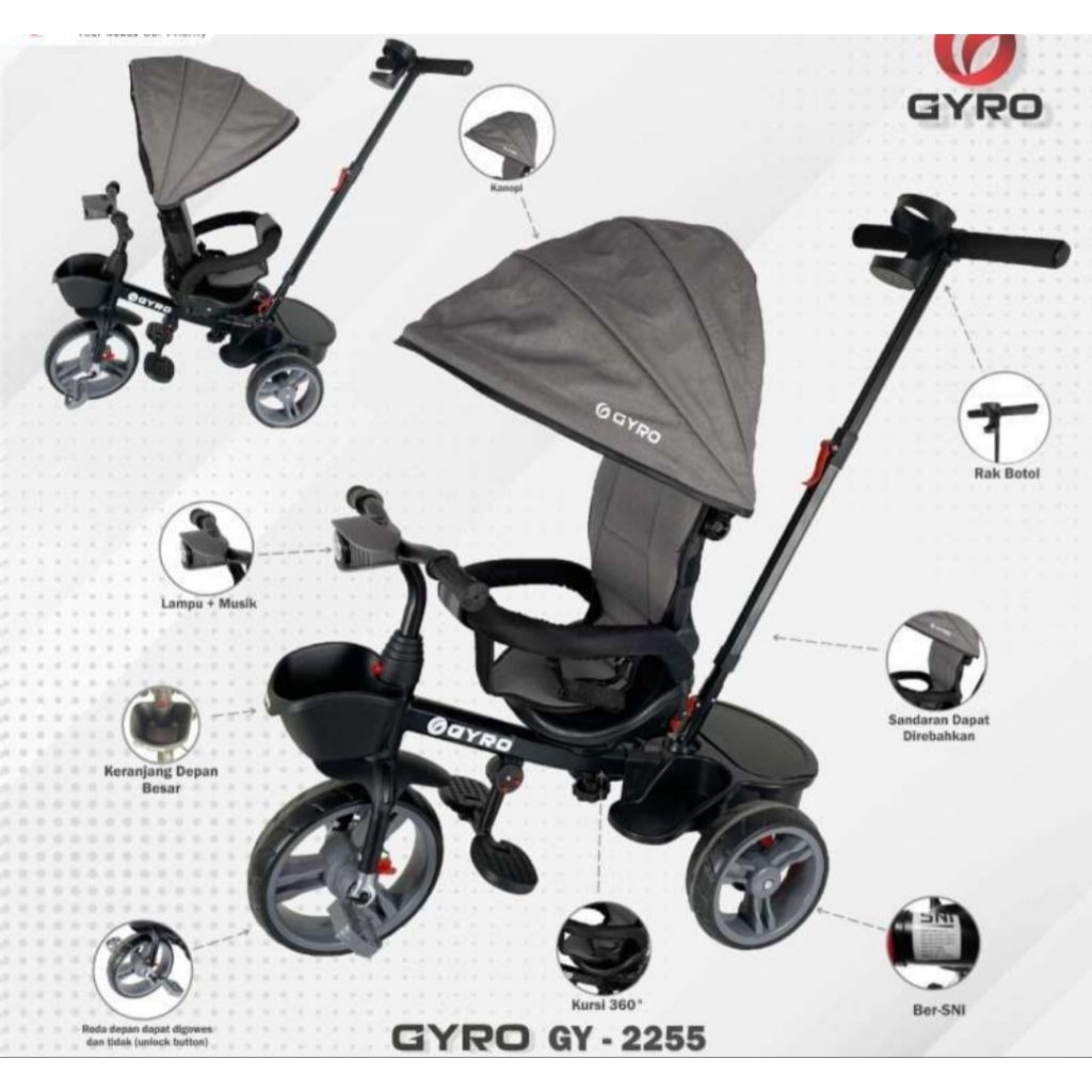 Preloved- Sepeda roda 3 Stoller anak GYRO