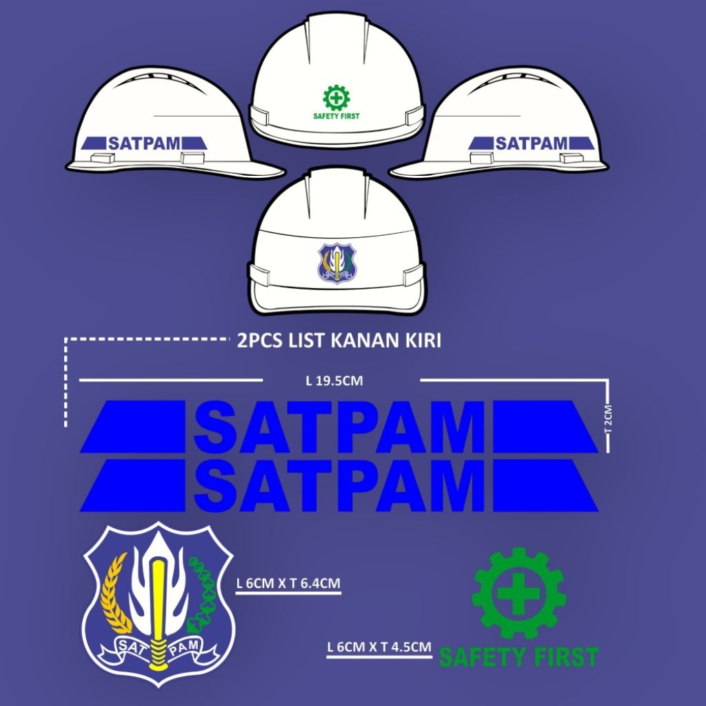 Cutting Stiker Safety Helm Satpam - Stiker k3 helm proyek 1set
