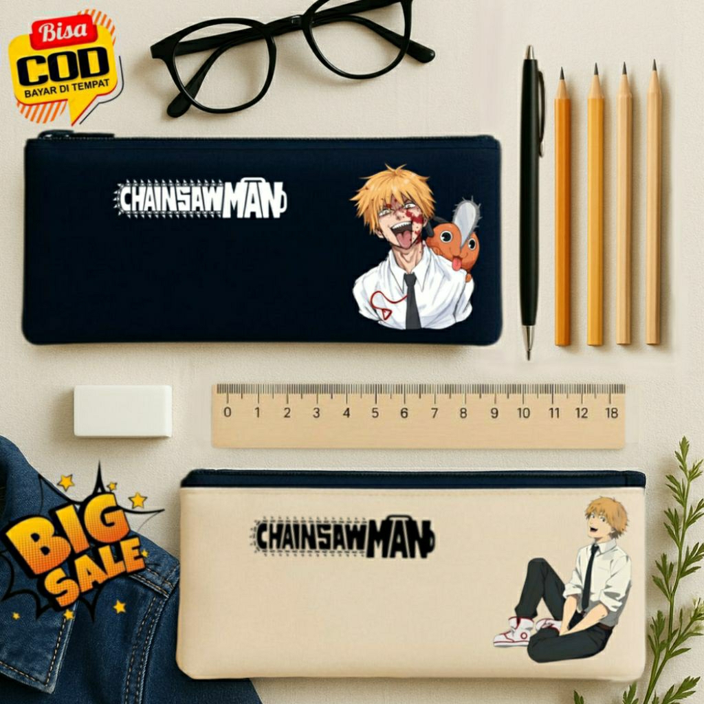 

Tempat pinsil anime chainsawman cordura pen case tepak chainsaw man anime
